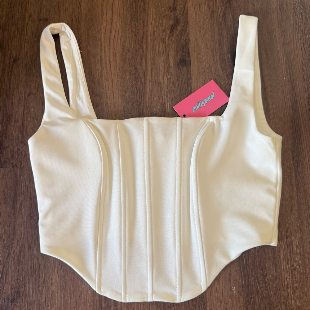 Edikted White Corset Crop Top NWT